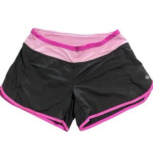 Lululemon Shorts Women's Size 6 Turbo Run Coal/Flash Running Gym 4" Inseam Hole